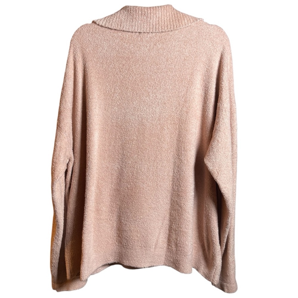 Barefoot Dreams CozyChic Lite Ribbed Collar Pullover In Rose Mist. Size 2X. - Picture 5 of 10